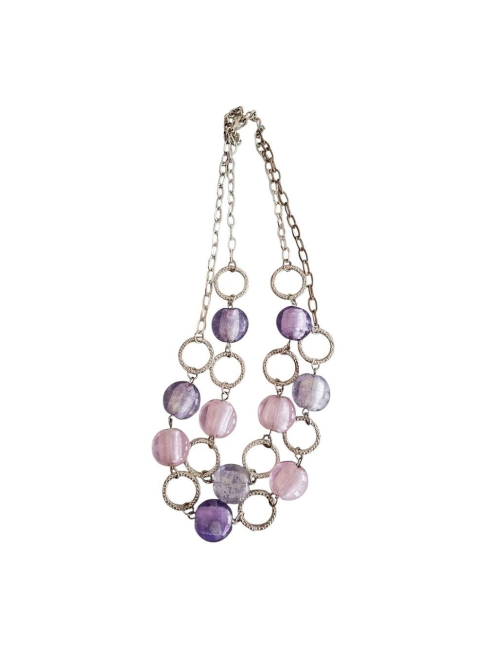 Pink Purple Multistrand Necklace Vintage